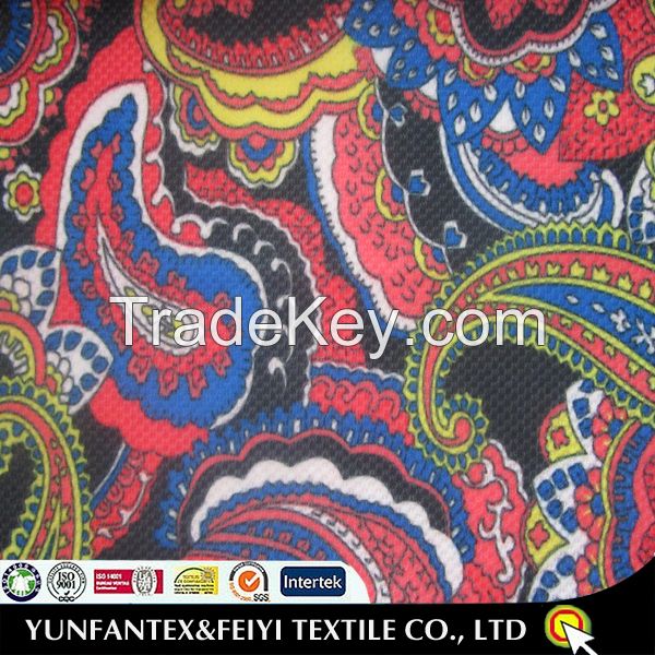 2015 most popular South Afican paisley soft feeling knitted polyester elastic pique fabrics