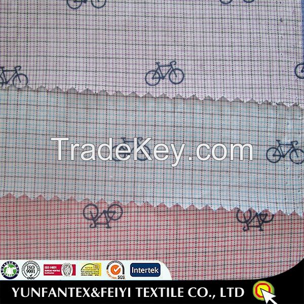 2015 most popular design with woven technics 100 cotton material bicycle printed fabrics