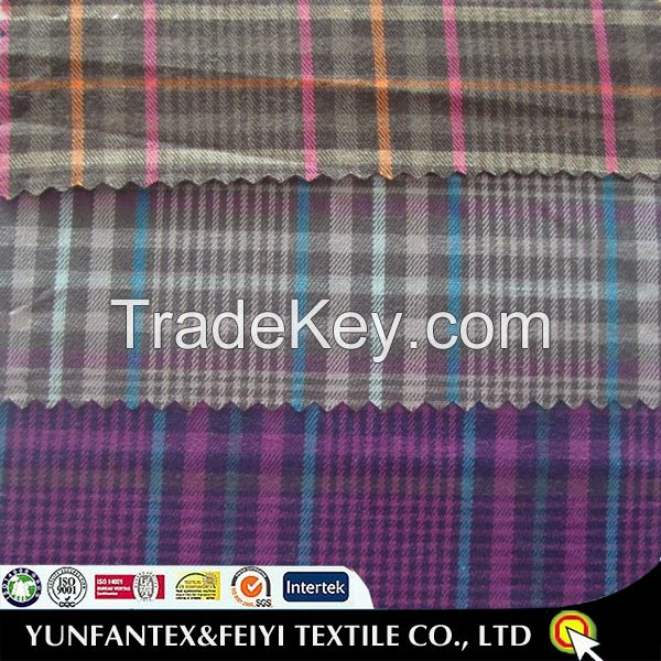 2015 original yarn dyed plaid designs thick and heavy cotton twill fabric with peach finished