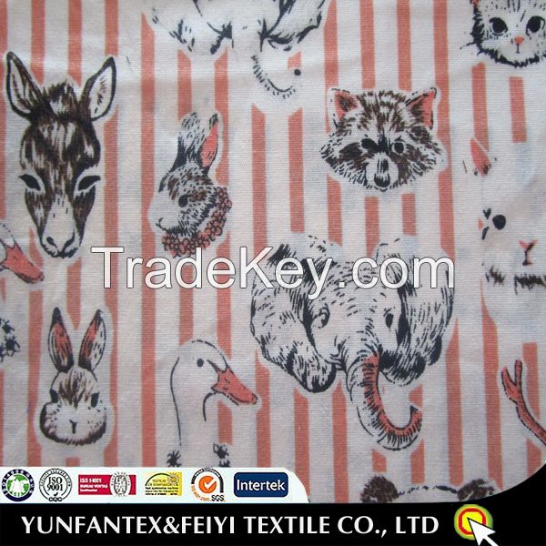 2015 latest fashion design of Chinese style animal printed woven fabrics with stripe background