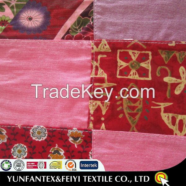 2015 most popular classical fashion of cotton patchwork of pink color chambray and red printed patterns