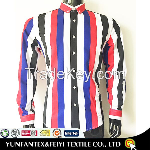 2016 latest Italy designs cotton poplin Printed stripe shirt with long sleeve