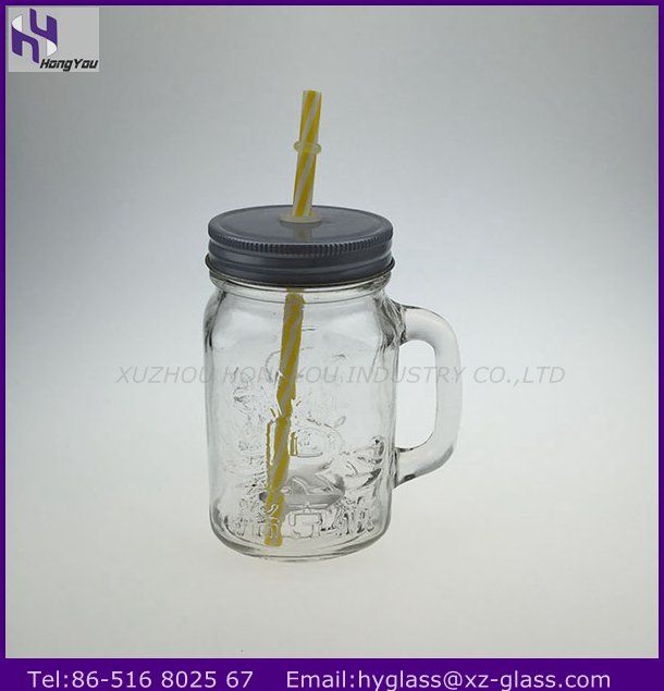 Glass mason jar with screw lid