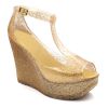 RMC T-strappy Platform Wedge Jelly Shoes