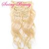 Clip in Russian Remy Human Hair Extension Natural Blonde Body Wave
