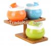 Innovative Design Condiment Jar  Set with Bamboo Stand
