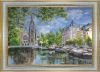 Hand painted oil painting-Bell house beside the river