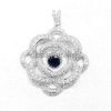 silver flower pendant with CZ for girls and women