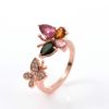 butterfly-shaped rings, CZ with rose gold plating rings