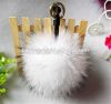 High quality fur ball king ring and bags  with pom poms raccoon ball keychain
