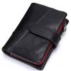Men's Genuine Leather Wallet Bifold Card Holder Coin Pocket Purse Short Wallet (Black)