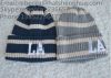 wholesale customer strip beanie with leather patch