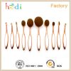 10pcs Luxury rose gold toothbrush shaped oval makeup brush