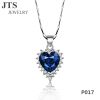 Royalblue Zircon Heart Shape Pendant Necklace 18K Gold Copper Jewelry