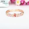 18K Rose Gold Plated Copper Bracelet Bangle CZ Jewelry