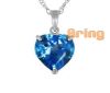 Solid 18k 9k 14k Gold Pendant with Natural Heart Shaped Color Gemstone Pendant Blue Topaz Amethyst Citrine Wholesale Jewelry