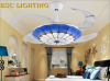 modern Mediterranean Style decorative living room ceiling fan with light colorful lampshade