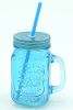 handle mason mug, 13oz, 14oz, 15oz, 16oz, painting blue with straw