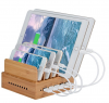 Wood Bamboo 5 Ports Dock Station for IOS Android Smart Phone and Tablet