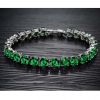 Princess Green Cubic Zironia Tennis Bracelet Charm Women Wedding Jewelry (JKS408GREEN)