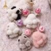 White Bunny Plush Keyring with Preserved Flowers