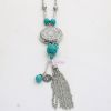 wholesale turquoise gemstone bead silver chain necklace