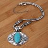 turquoise bead silver chain necklace