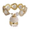 Indian Bollywood Crystal Faux Pearl Beads Charm Jhumki Tassel Elastic Stretch Bracelet Jewelry
