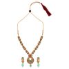 Indian Bollywood Traditional 14 K Gold Plated Pearl Kundan Crystal Wedding Pendant Necklace Earrings Jewelry Set