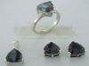 Mystic topaz and quartz 925 sterling silver jewelry set