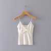 Women Girls Spring Fashion Solid Color Black White Color Slimming Knitted Fabric Camisole Shape Wear