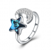 11mm 0.04oz Moon And Star Ring 5A Cubic Zirconia 925 Sterling Silver Rings