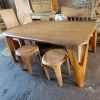 Trembesi Dining Table Set with Round Stool