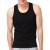 Mens round neck plain black tank top