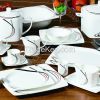 125pcs gold design square shape bone china dinner set