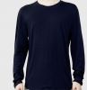 Men's t shirt long sleeve Navy Blue 100% Cotton. Customized T-shirts.