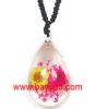 real Flower in resin Amber necklace jewelry