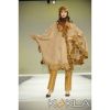 Casmere wool blend cape with shearling fur trim