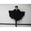 Cashmere wool cape with shearling fur trim