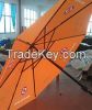 wooden parasol umbrella with custom made, screen printed canopy