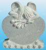 Grey Tombstone with Angel and Flower Carving