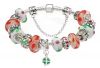 Wholesale European red & green silver bead charm bracelet jewelry GJ91