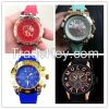 New Brand Unisex Analog Rose Gold Bezel Colorful Silicone Band Mulco Watch with Calendar