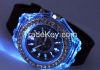 fashion 7color glowing silicone LED watch with life waterproof, the plane model