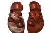 Brown Flower-Cross Leather Sandals - SALE