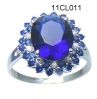 silver ring with sapphire cz