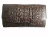 Ladies Crocodile Leather Clutch Wallet in Dark Brown Crocodile Skin