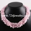Rose Quartz Gemstone Chip Wide Necklace, 18 Pcs/Lot