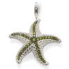 Sell Star fish pendant with spring clasp, adorned with green syn. zirco