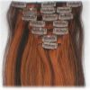 Remy Human Hair Extensions 100% Natural Hair Clip in Extension #1B/30